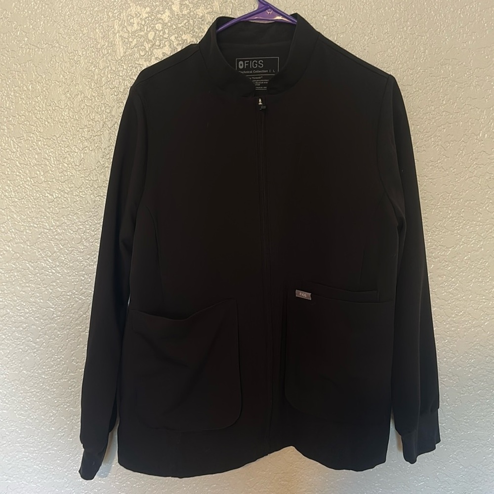 Figs Sebina Scrub Jacket Size Large Black
